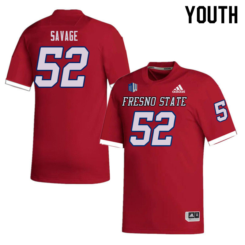 Youth #52 Amil Savage Fresno State Bulldogs College Football Jerseys Sale-Red